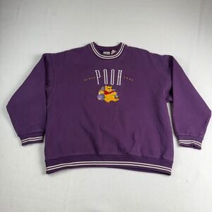 Vintage 90s Disney Winnie the Pooh Embroidered Purple
Fleece Sweatshirt Size M